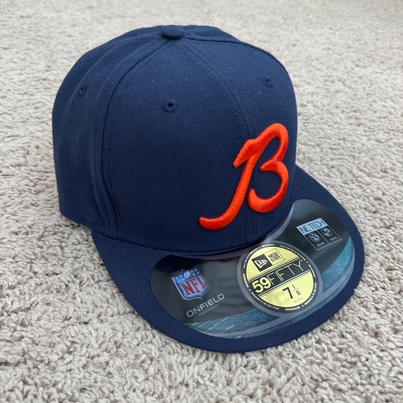 Chicago Bears New Era 59Fifty Hat Classic On Field Fitted 7 1/8 Navy Orange Logo - Picture 3 of 8